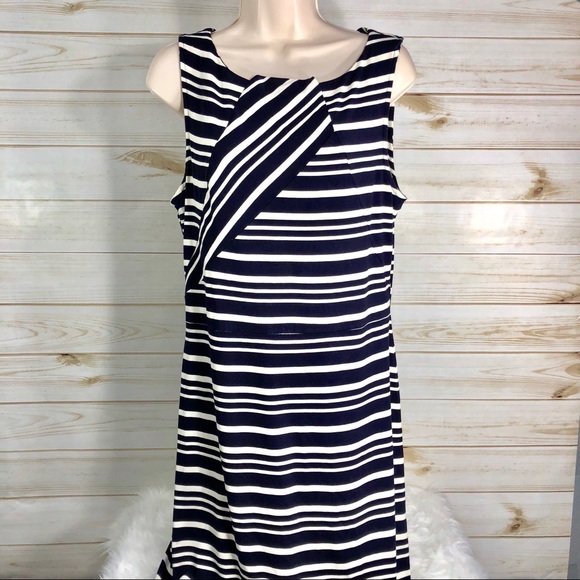 Cremieux dark blue and white striped sheath dress - Picture 2 of 8